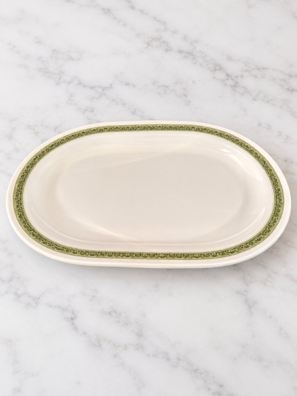 Vintage Corning Centura Lynwood Green Oval Serving Platter Floral 12 3/8" USA